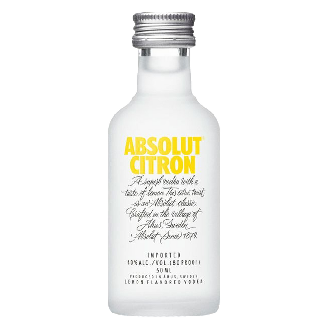 Absolut Lemon Flavored Vodka Citron 50 ml 12 Pack