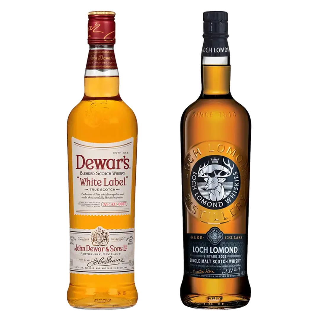 Dewar's Blended Scotch White Label & Loch Lomond Single Malt Scotch 12 Yr Bundle