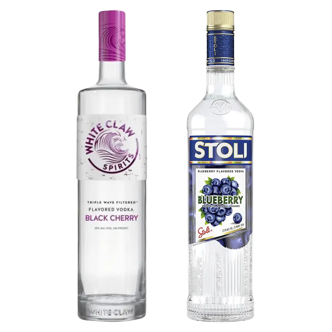 White Claw Flavored Vodka Black Cherry & Stoli Blueberry Vodka Bundle