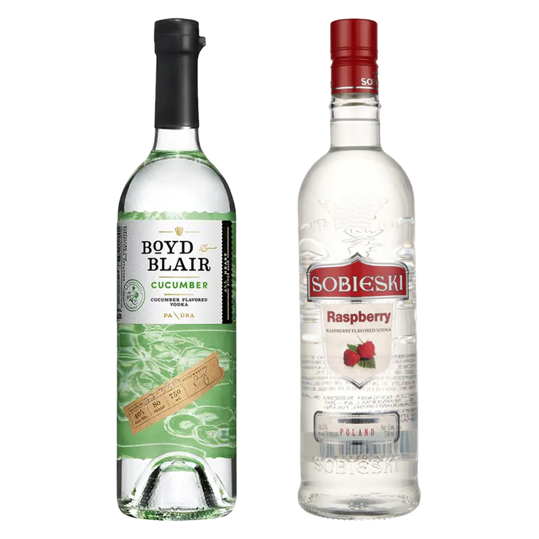 Boyd & Blair Cucumber Flavored Vodka & Sobieski Raspberry Flavored Vodka Bundle