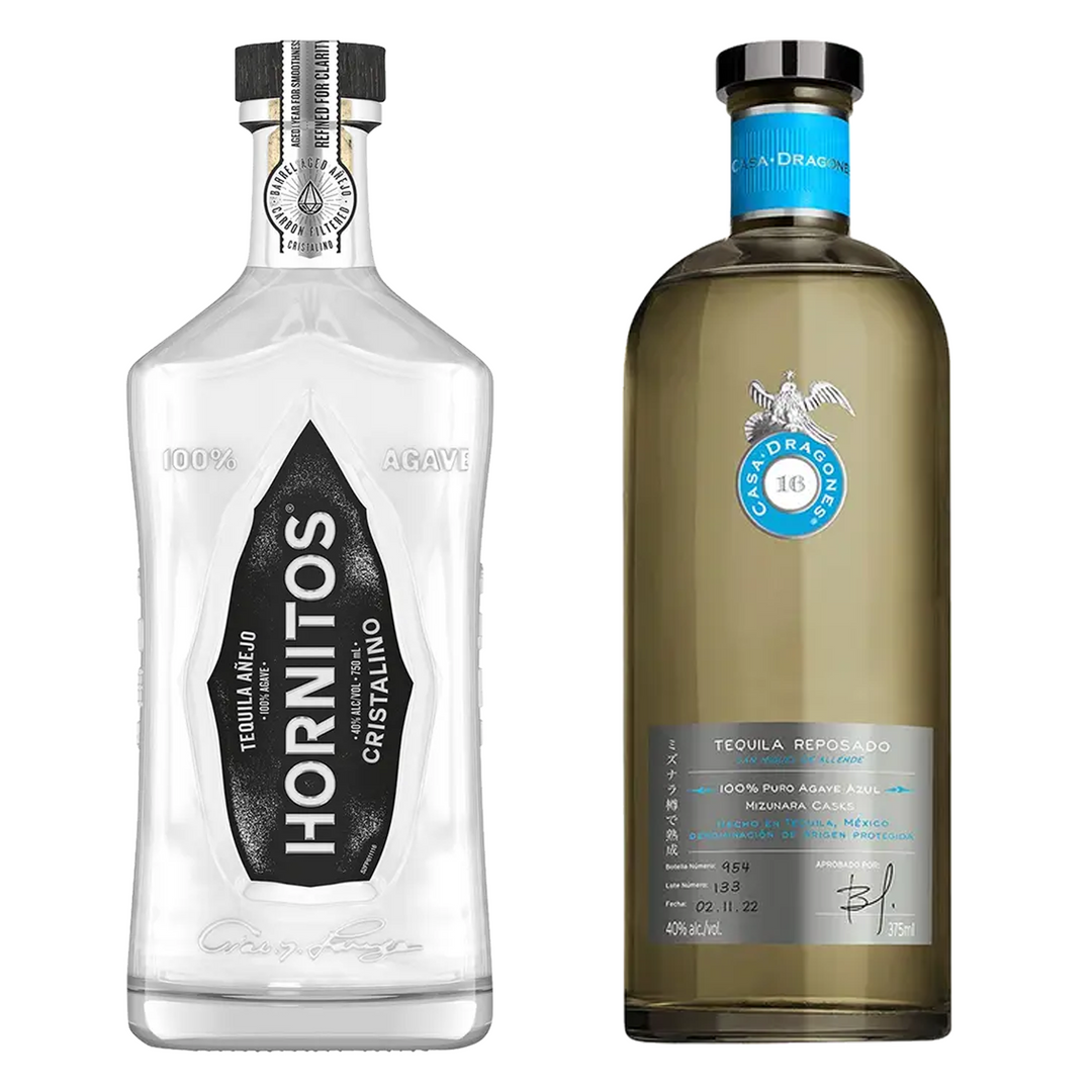 Hornitos Tequila Anejo Cristalino & Casa Dragones Tequila Reposado Bundle