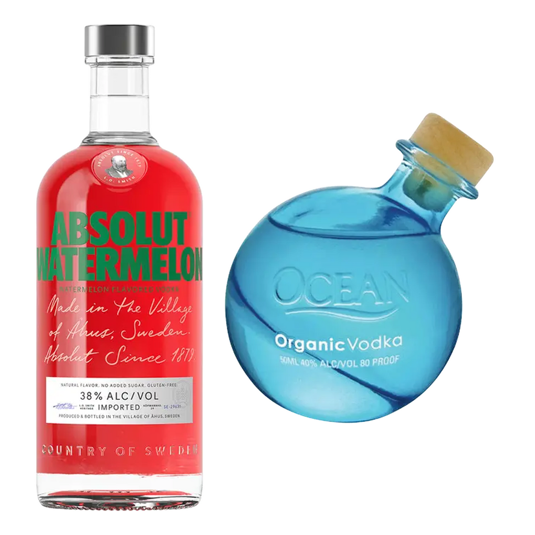 Absolut Watermelon Flavored Vodka & Ocean Vodka Bundle