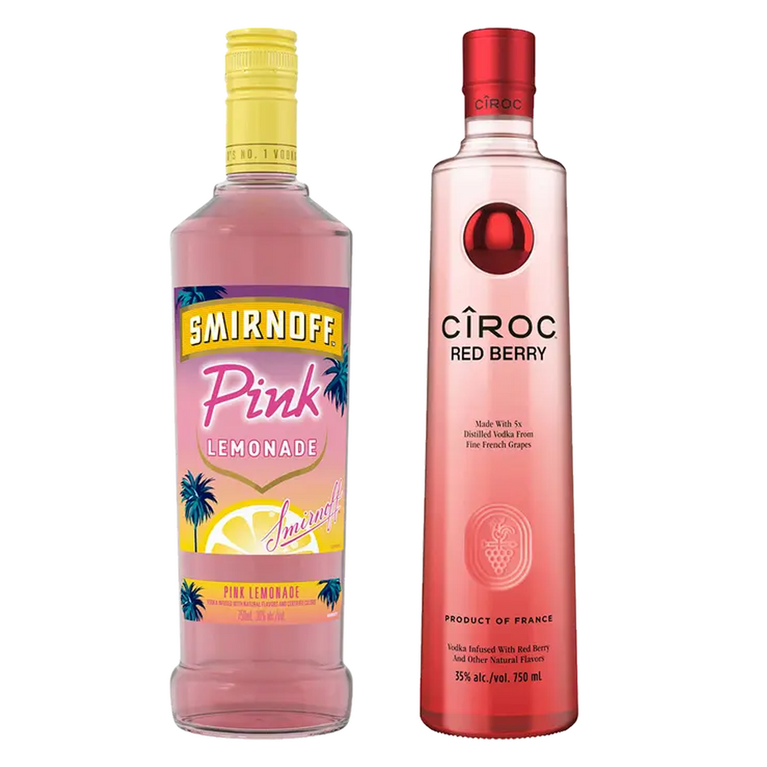 Smirnoff Pink Lemonade Flavored Vodka & Ciroc Red Berry Flavored Vodka Bundle