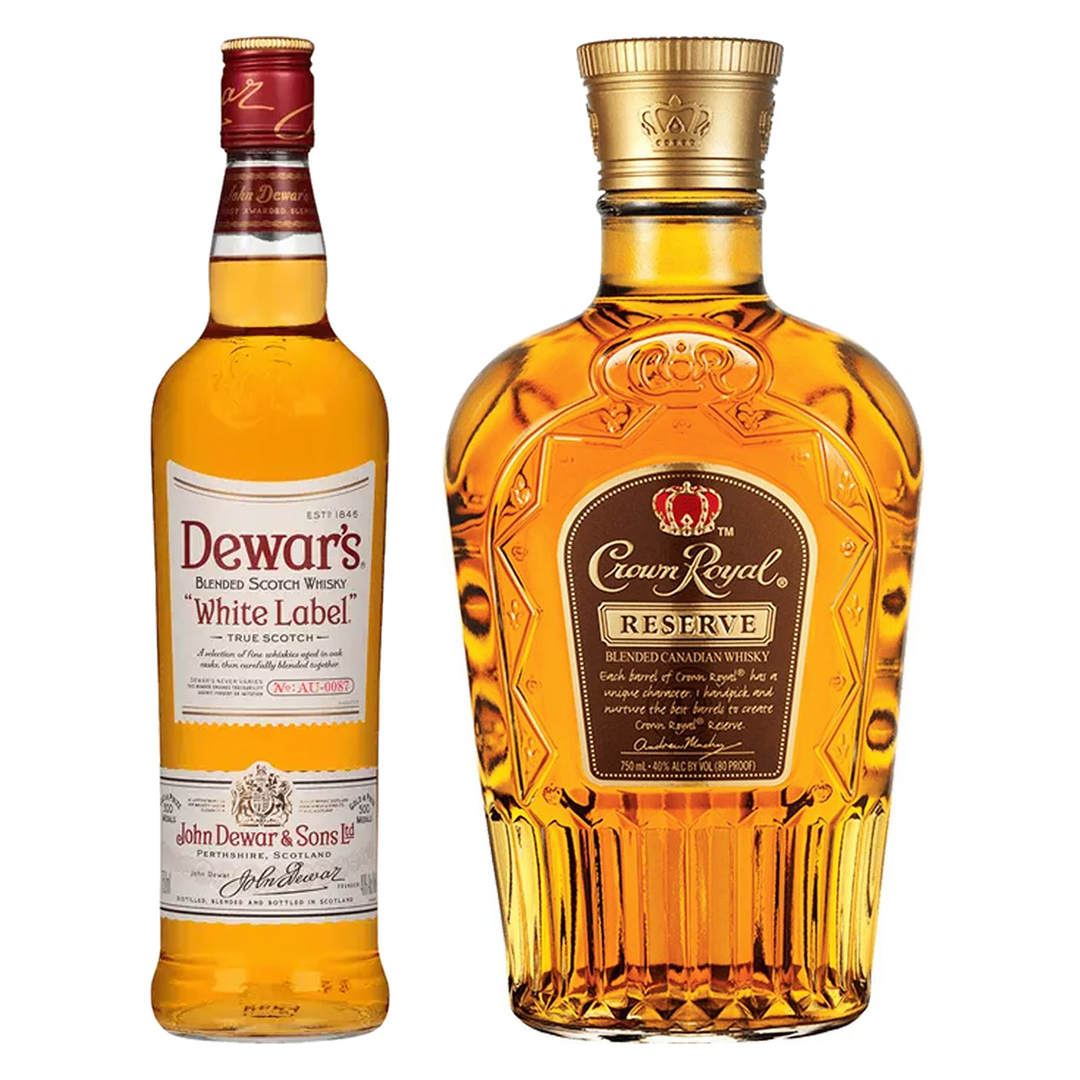 Dewar's Blended Scotch White Label & Crown Royal Canadian Whisky Special Reserve Bundle