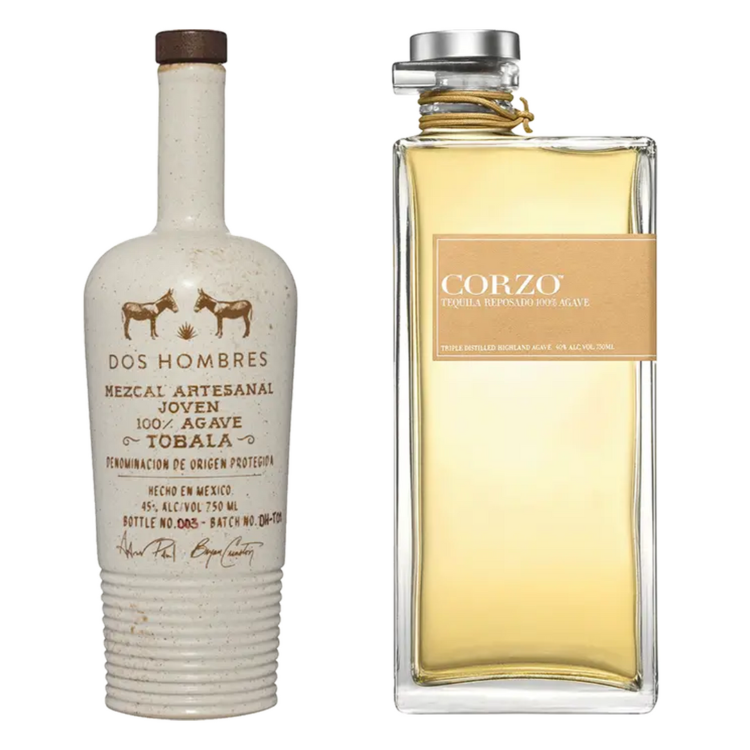 Dos Hombres Mezcal Artesanal Joven Tobala & Corzo Tequila Reposado Bundle