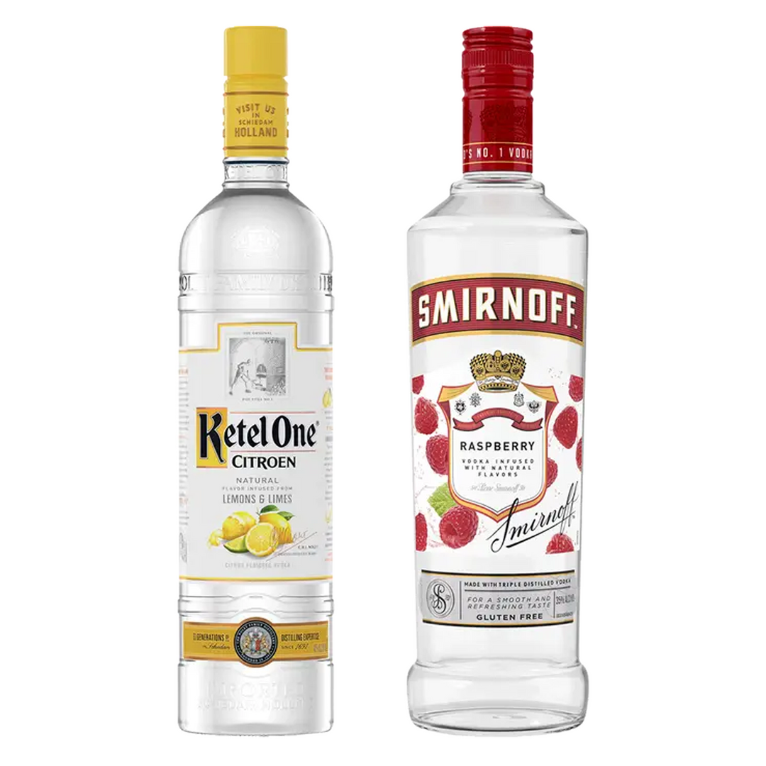 Ketel One Citrus Flavored Vodka & Smirnoff Vodka Raspberry Flavored Bundle