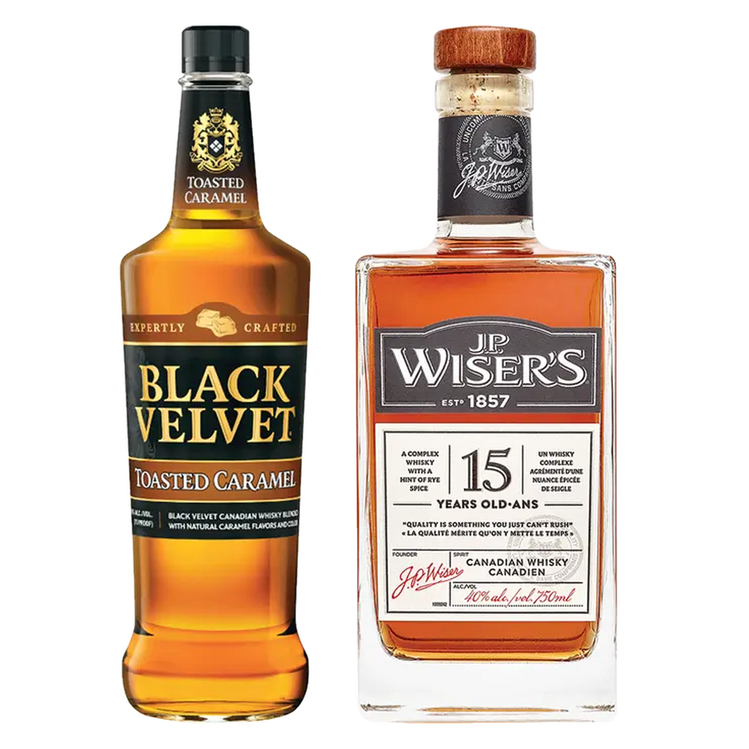 Black Velvet Toasted Caramel Flavored Whisky & J.P. Wiser's Canadian Whisky 15 Yr Bundle