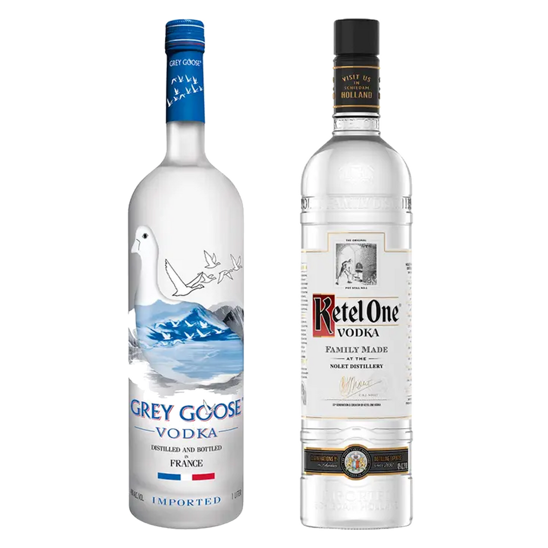 Grey Goose Vodka Original & Ketel One Vodka Bundle