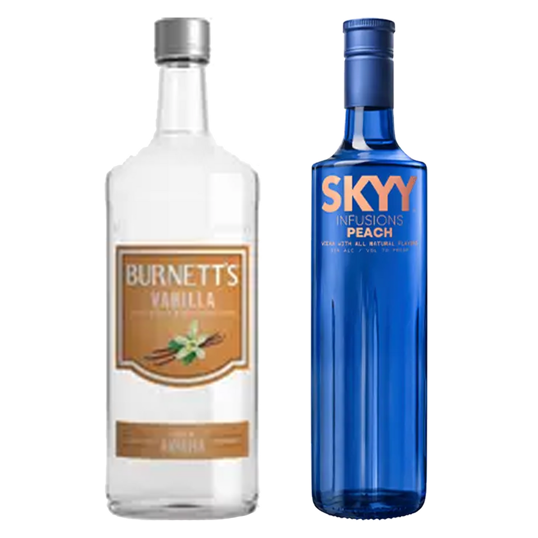 Burnett's Vanilla Flavored Vodka & Skyy Peach Flavored Vodka Infusions Bundle