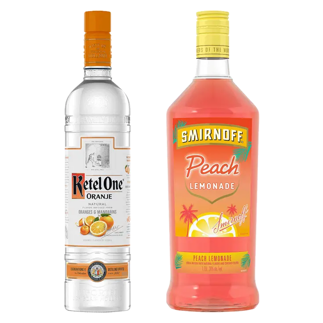 Ketel One Orange Flavored Vodka & Smirnoff Peach Lemonade Flavored Vodka Bundle