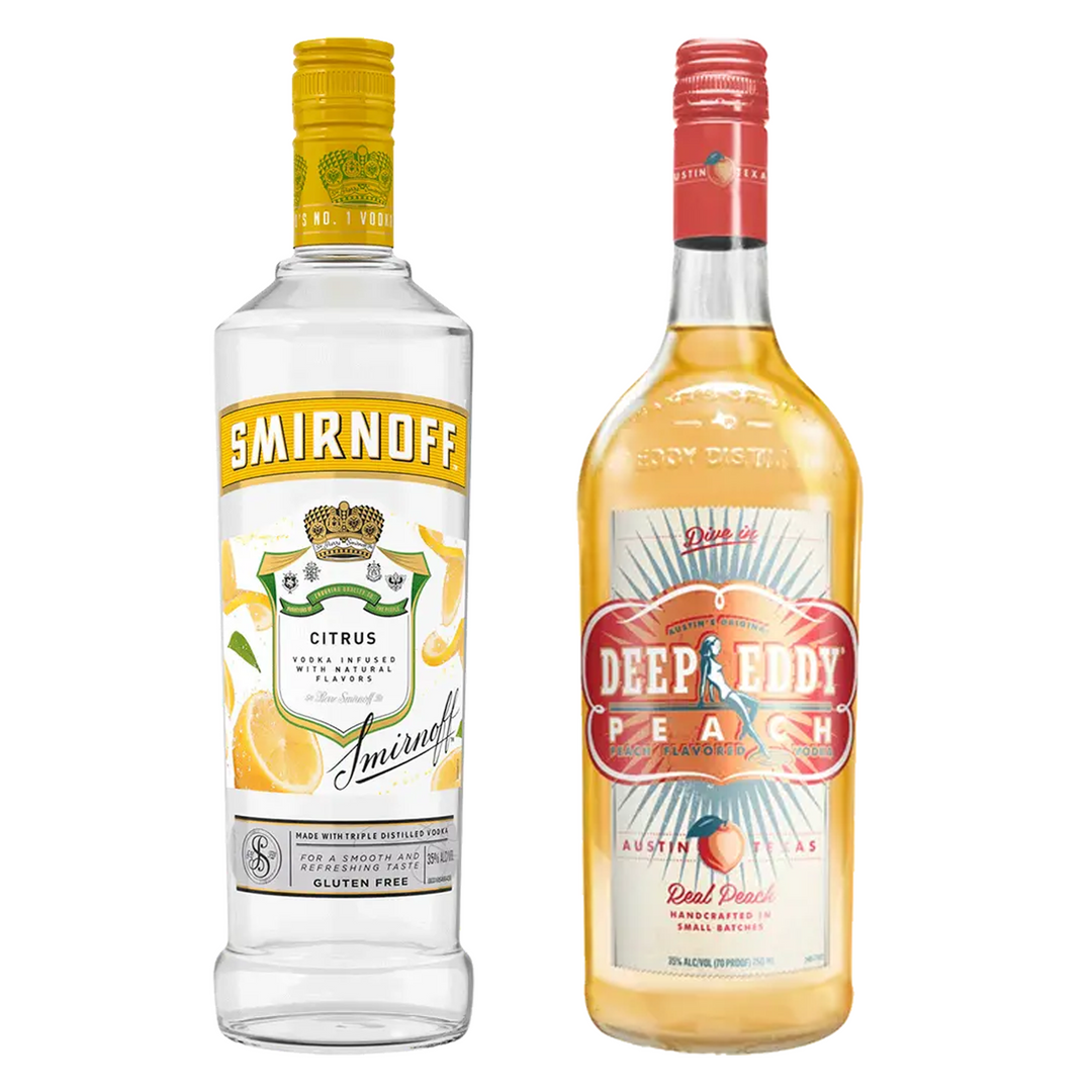 Smirnoff Vodka Citrus Flavored & Deep Eddy Peach Flavored Vodka Bundle