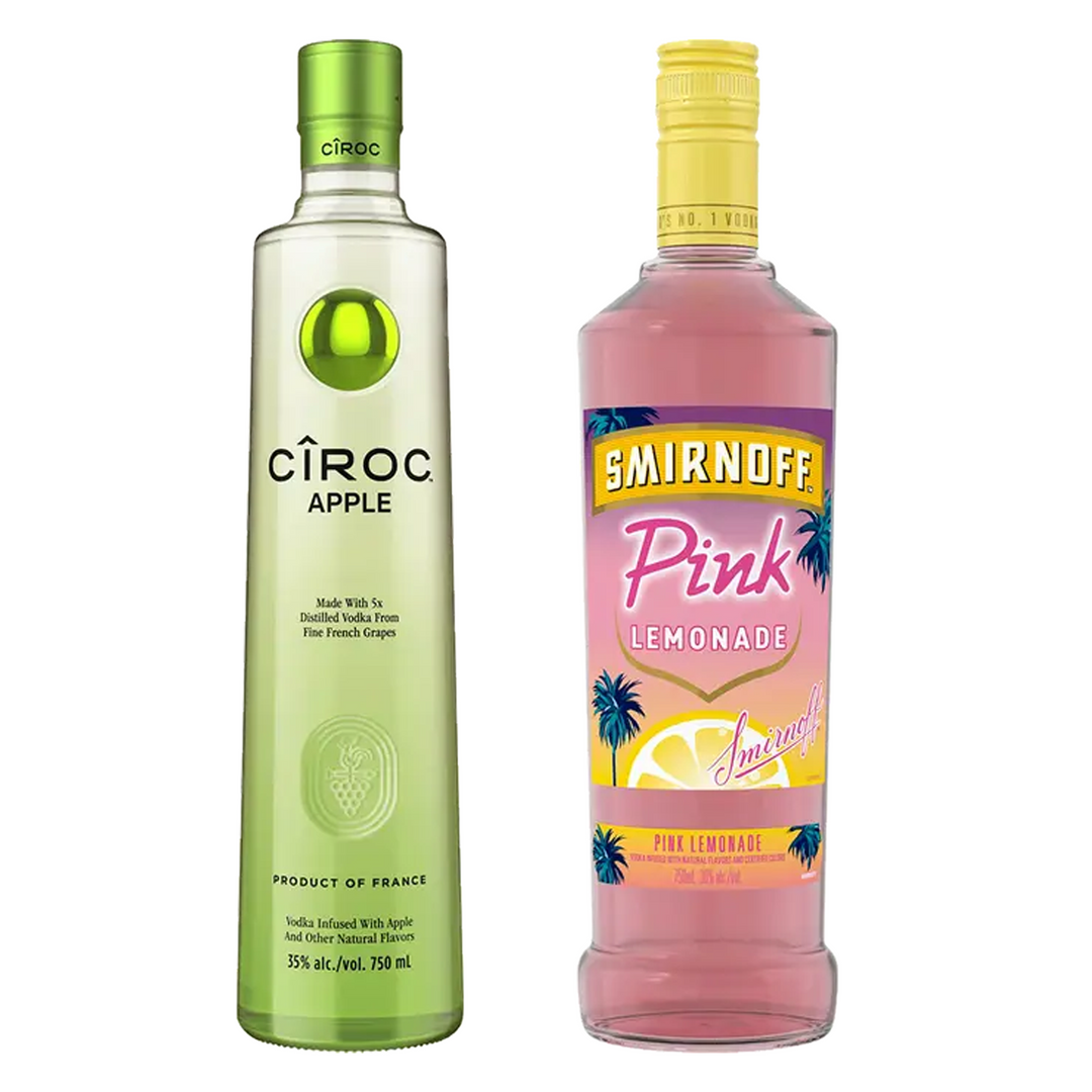 Ciroc Apple Flavored Vodka & Smirnoff Pink Lemonade Flavored Vodka Bundle