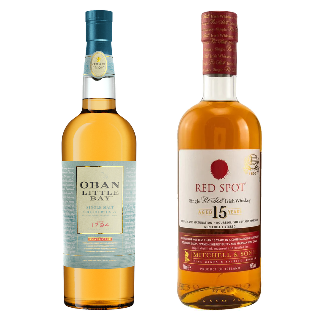 Oban Single Malt Scotch Little Bay Small Cask & Red Spot Single Pot Still Irish Whiskey 15 Yr Bundle