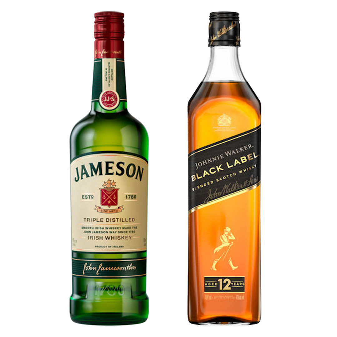 Jameson Blended Irish Whiskey & Johnnie Walker Blended Scotch Black Label 12 Yr Bundle