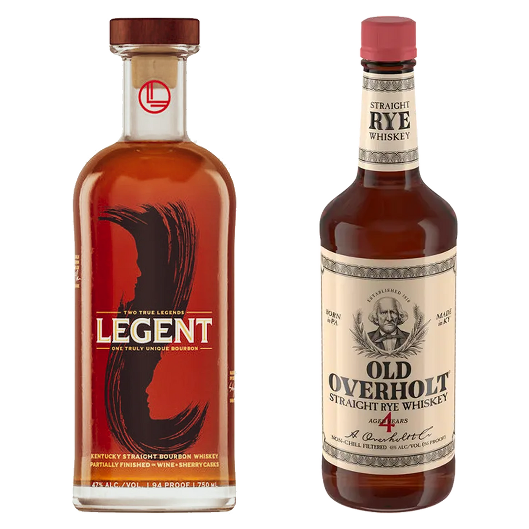 Legent Straight Bourbon Partially Finished In Wine & Sherry Casks & Old Overholt Straight Rye Whiskey 4 Yr Bundle