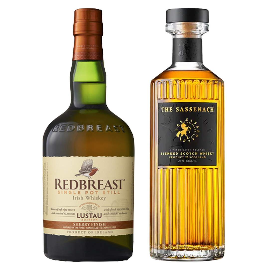 Redbreast Single Pot Still Irish Whiskey Sherry Finish Lustau Edition & The Sassenach Blended Scotch Whisky Limited Batch Release Spirit Of Home Bundle