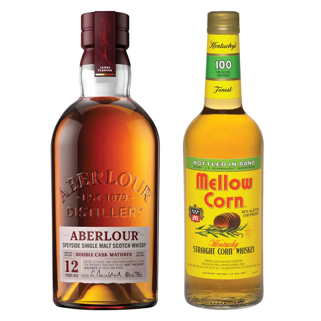 Aberlour Single Malt Scotch Double Cask Matured 12 Yr & Mellow Corn Straight Corn Whiskey Bottled In Bond Bundle