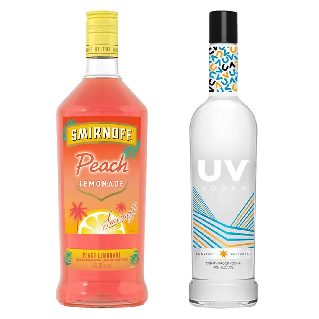 Smirnoff Peach Lemonade Flavored Vodka & Uv Vodka Bundle