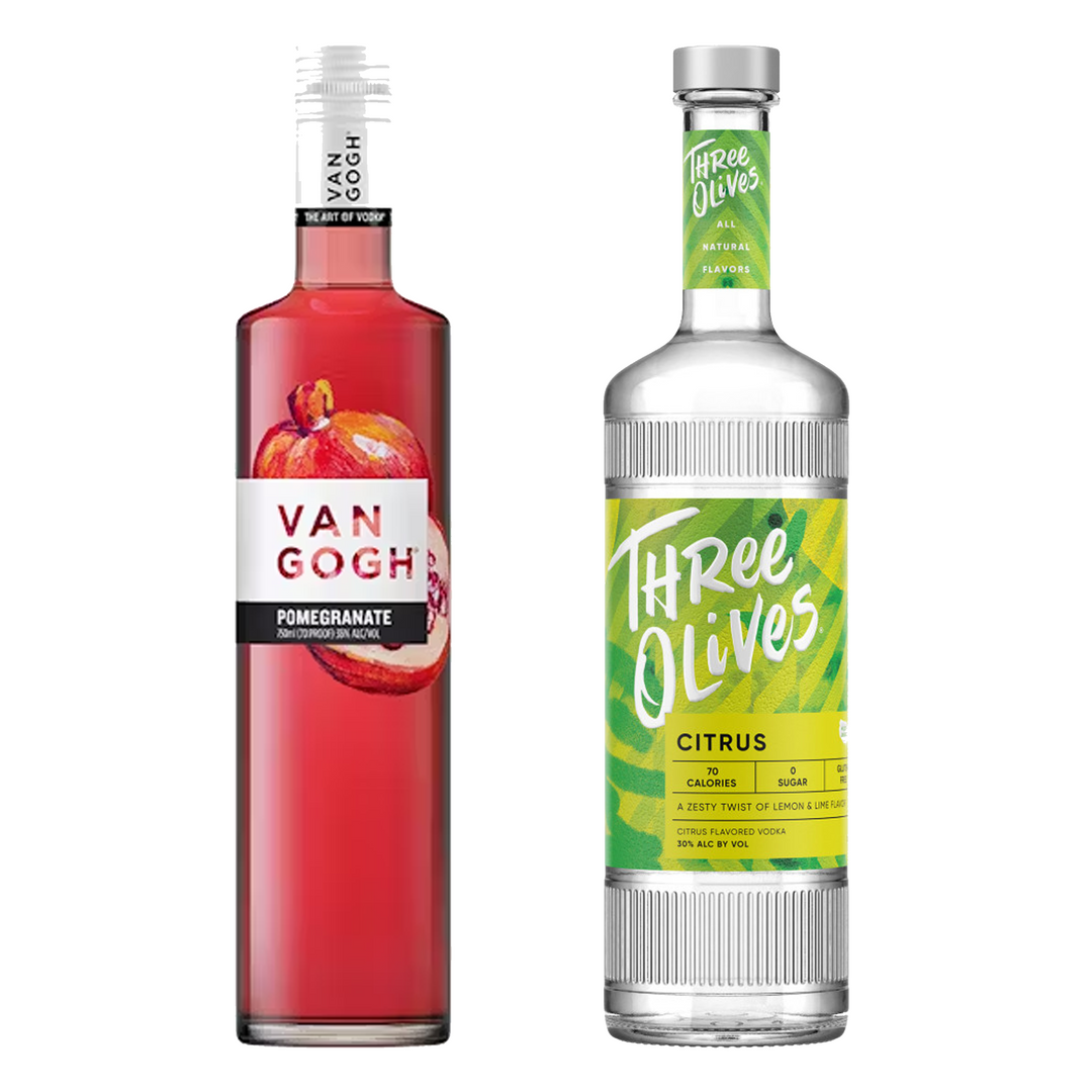 Van Gogh Pomegranate Vodka & Three Olives Citrus Vodka Bundle
