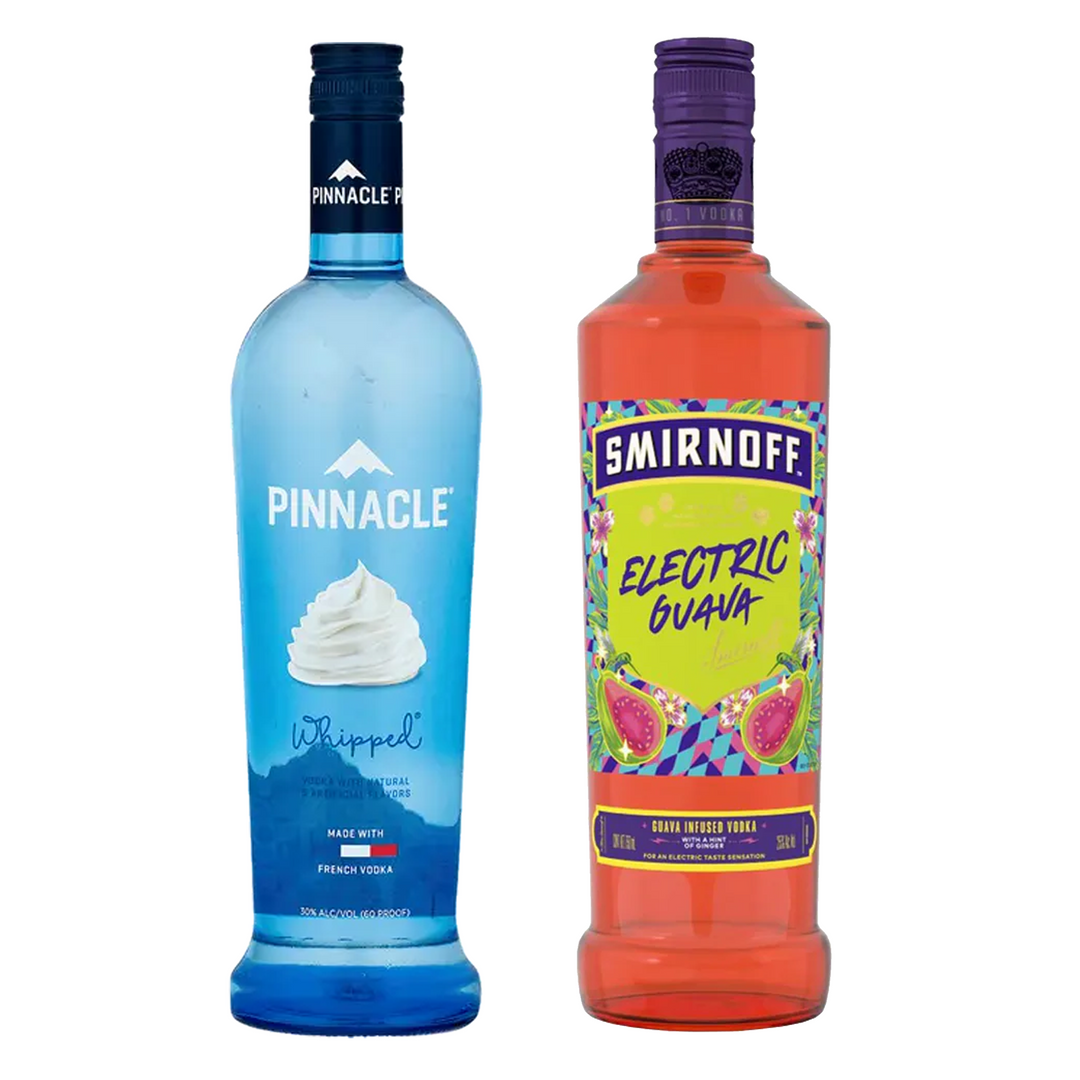 Pinnacle Whipped Cream Flavored Vodka & Smirnoff Electric Guava Flavored Vodka Bundle