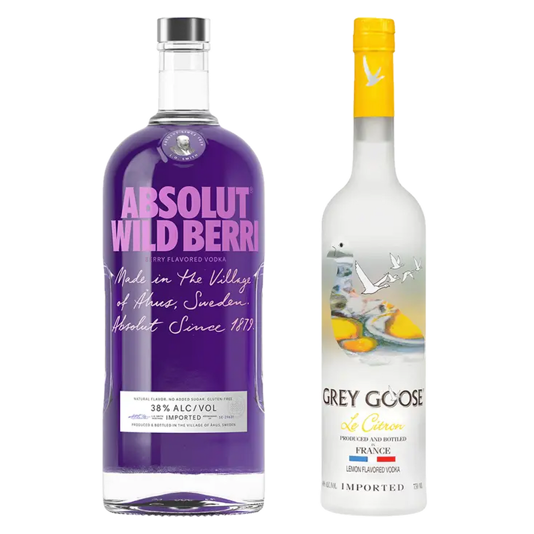 Absolut Berry Flavored Vodka & Grey Goose Citrus Flavored Vodka Bundle