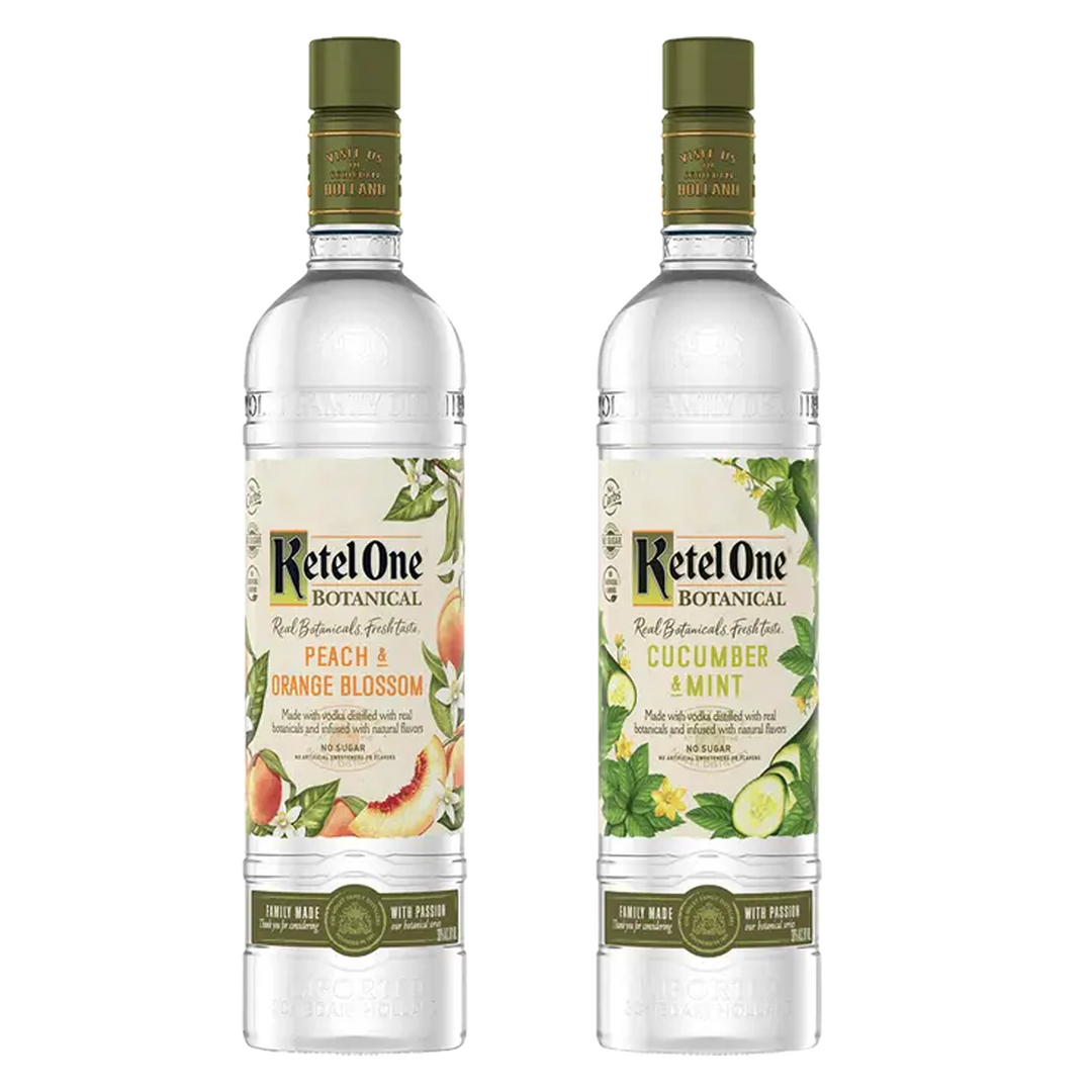 Ketel One Peach & Orange Blossom & Cucumber & Mint Flavored Vodka Botanical Bundle