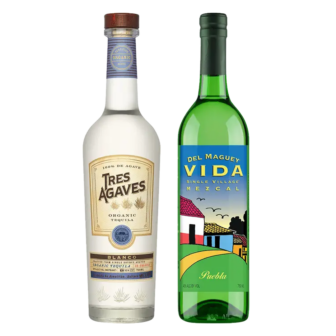 Tres Agaves Tequila Blanco & Del Maguey Mezcal Vida Single Village Puebla Bundle