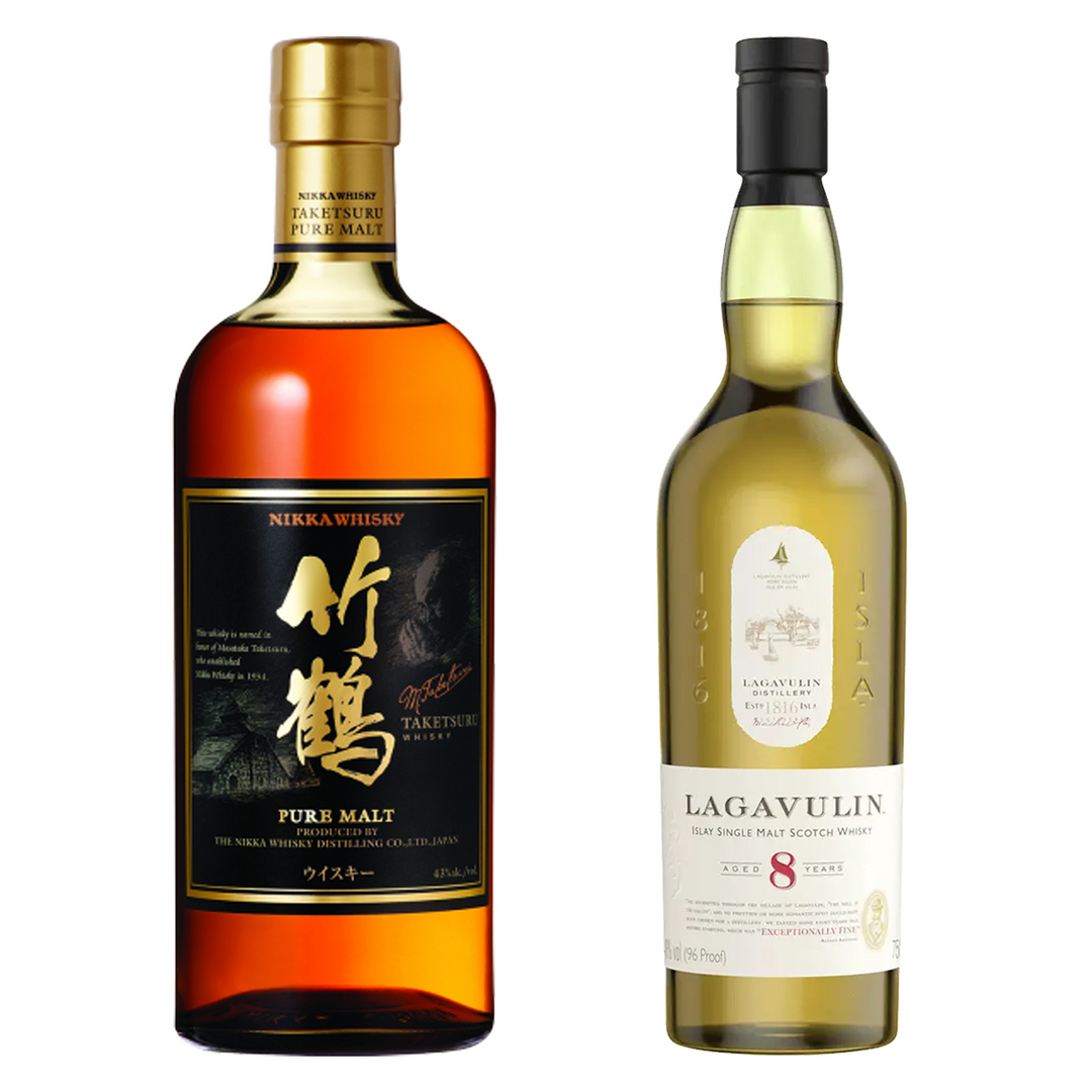 Nikka Pure Malt Whisky Taketsuru & Lagavulin Single Malt Scotch 8 Year Bundle