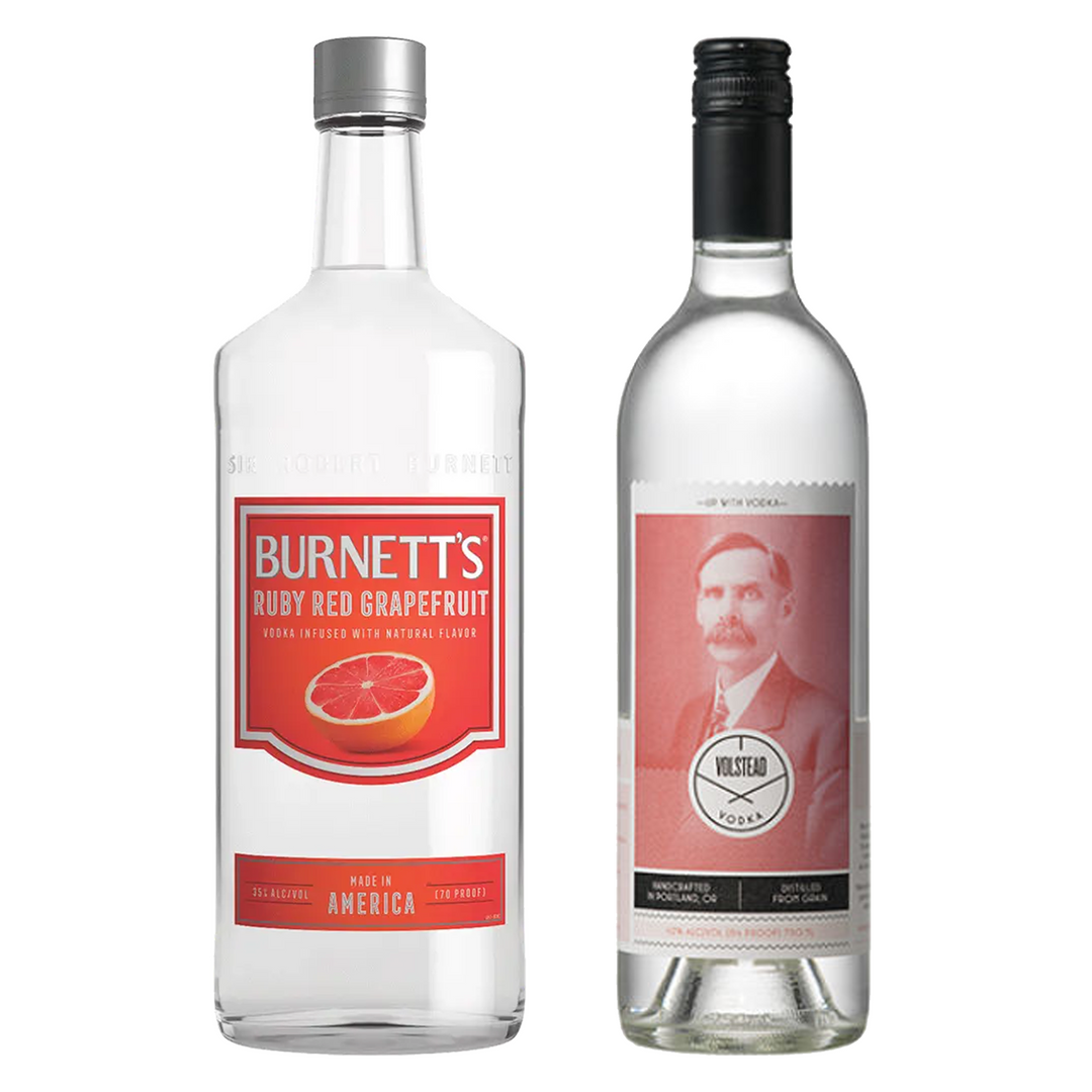 Burnett's Ruby Red Grapefruit Flavored Vodka & Volstead Vodka Bundle