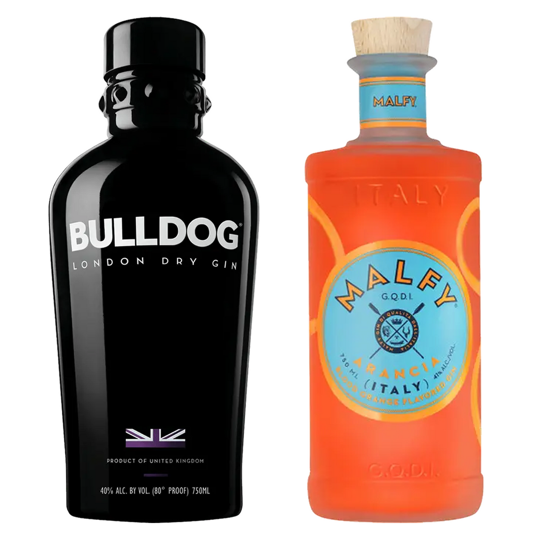 Bulldog London Dry Gin & Malfy Sicilian Blood Orange Flavored Gin Con Arancia Bundle
