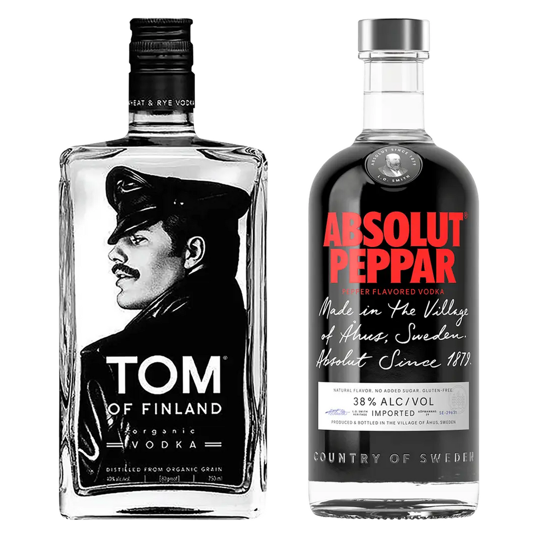 Tom Of Finland Vodka & Absolut Chili Pepper Flavored Vodka Bundle