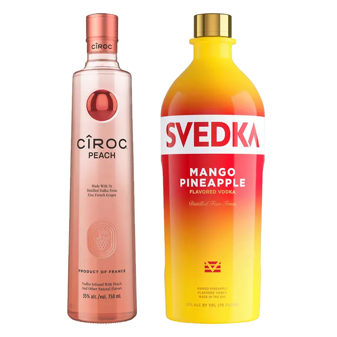 Ciroc Peach Flavored Vodka & Svedka Tropical Mango Pineapple Flavored Vodka Bundle