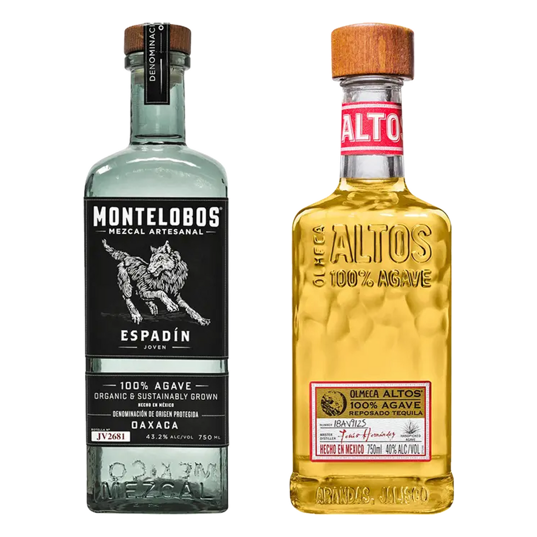 Montelobos Mezcal Artesanal Joven Espadin & Olmeca Altos Tequila Reposado Bundle