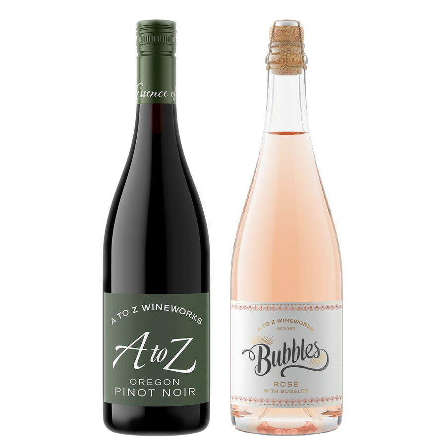 A To Z Wineworks Pinot Noir Oregon and A To Z Wineworks Sparkling Rose Bubbles Oregon
