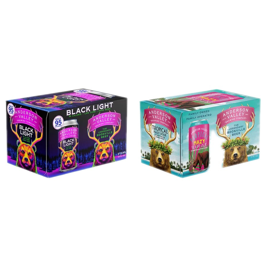 Anderson Valley Black Light Can 24 Pack and Anderson Valley Tropical Hazy Sour 24 Pack