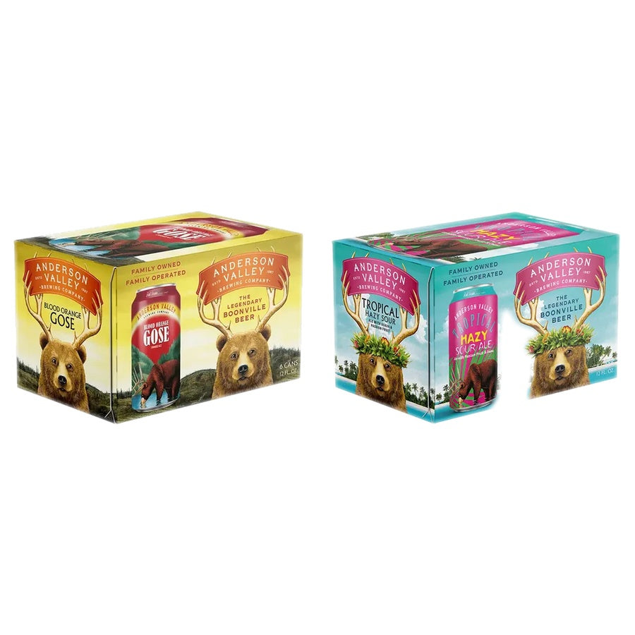 Anderson Valley Blood Orange Can 24 Pack and Anderson Valley Tropical Hazy Sour  24 Pack