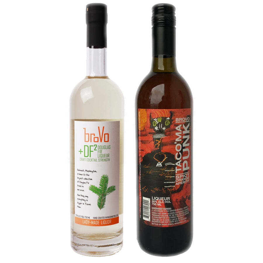 Brovo Liqueur Douglas Fir and Brovo Liqueur Tacoma Punk