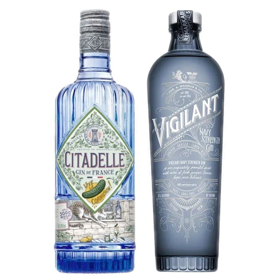Citadelle Dry Gin Vive Le Cornichon and Vigilant Gin Navy Strength