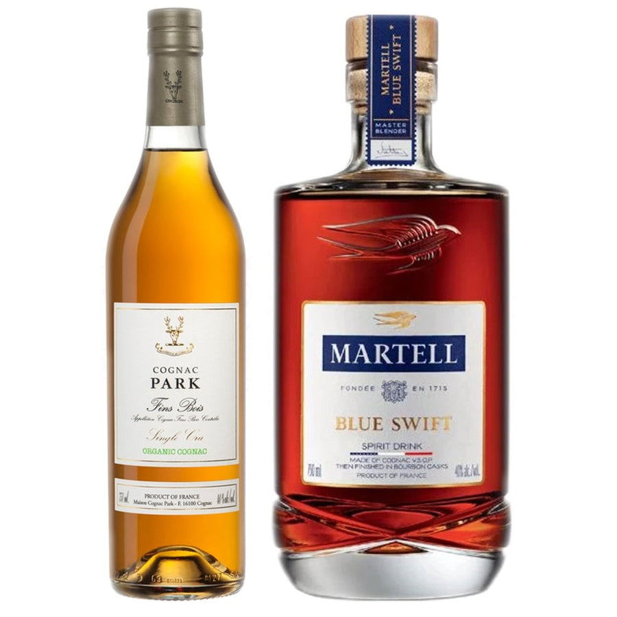 Cognac Park Fins Bois Single Cru Organic and Martell Blue Swift
