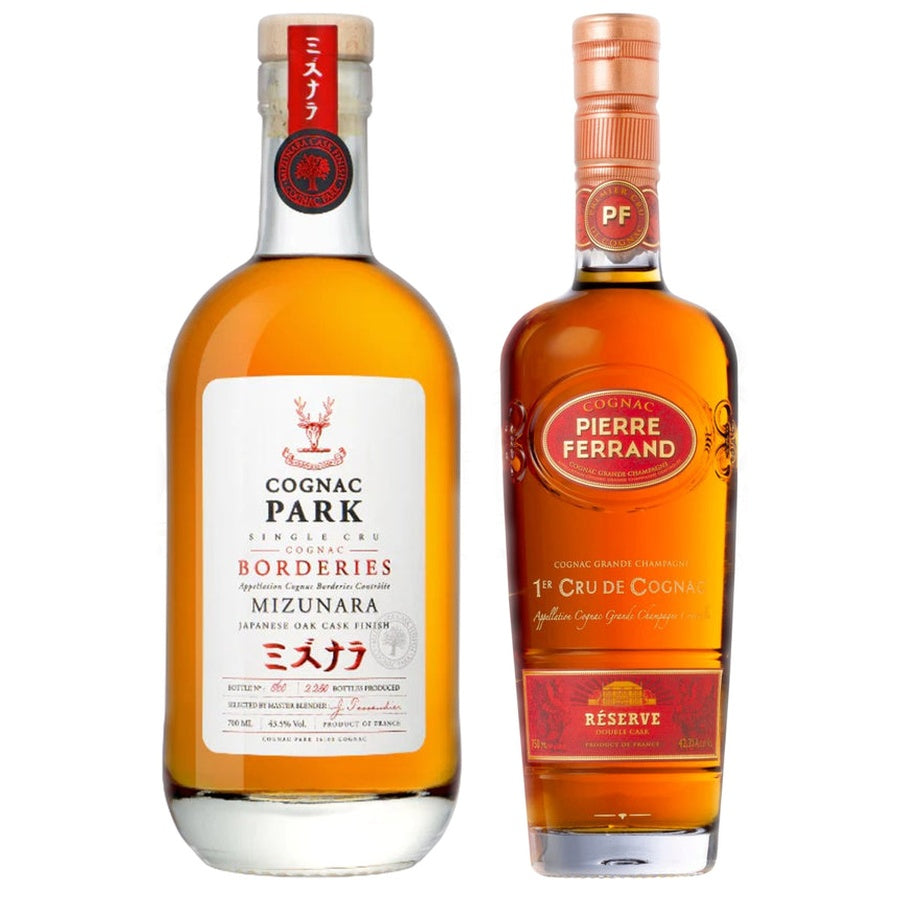 Cognac Park Mizunara Japanese Oak Cask Finish Single Cru Borderies and Ferrand Reserve Double Cask Cognac