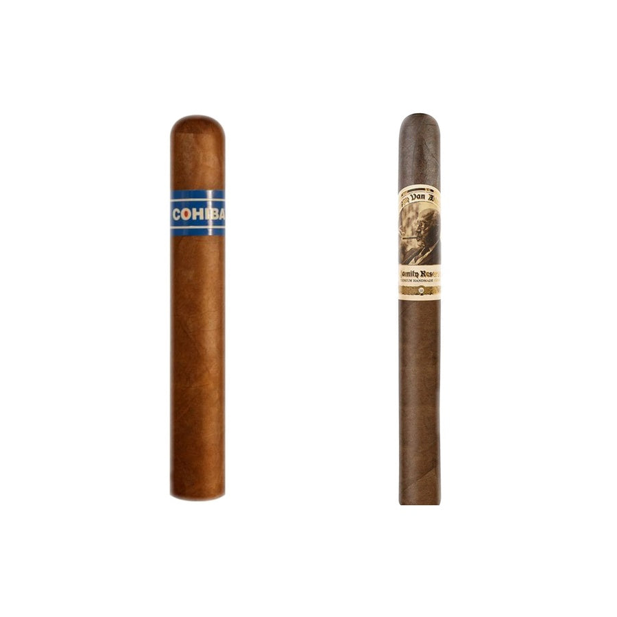 Cohiba Blue Toro (5.5x50) and Pappy Van Winkle Family Reserve Churchill (7x48)