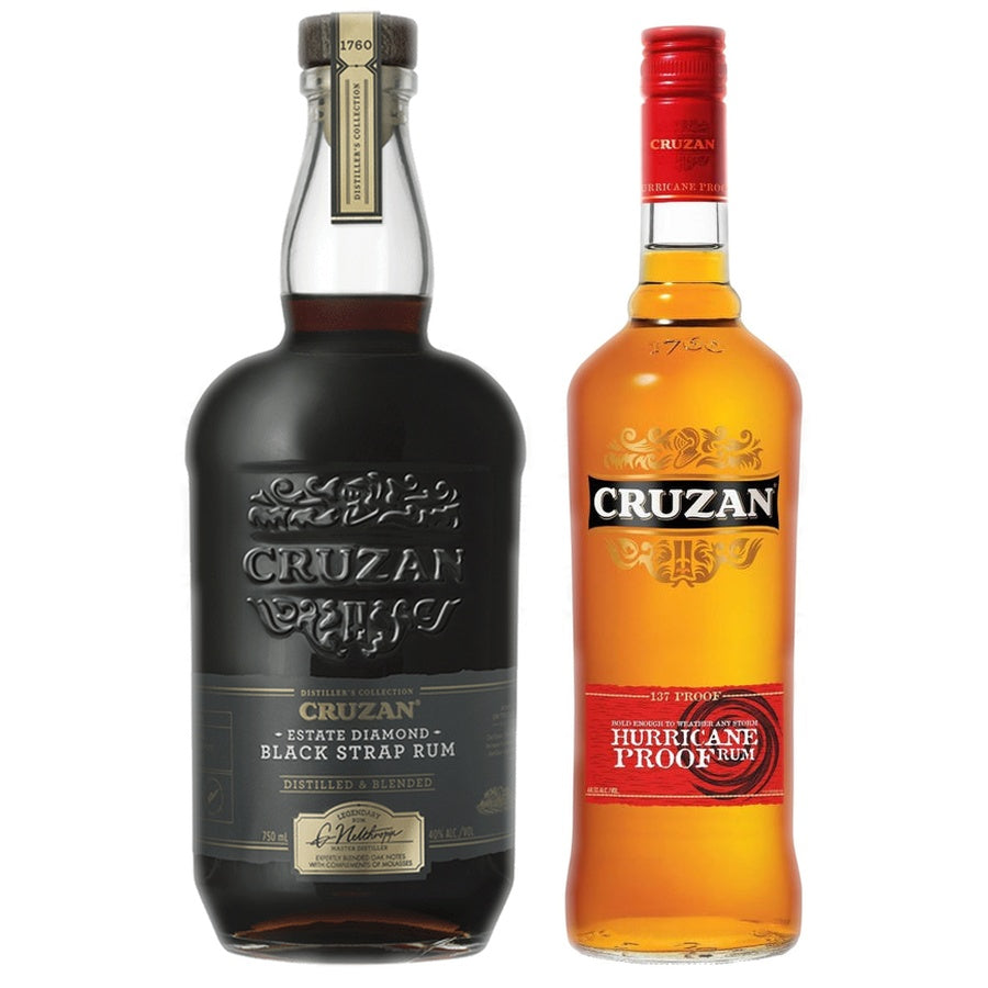 Cruzan Dark Rum Black Strap Estate Diamond and Cruzan Hurricane Proof Rum