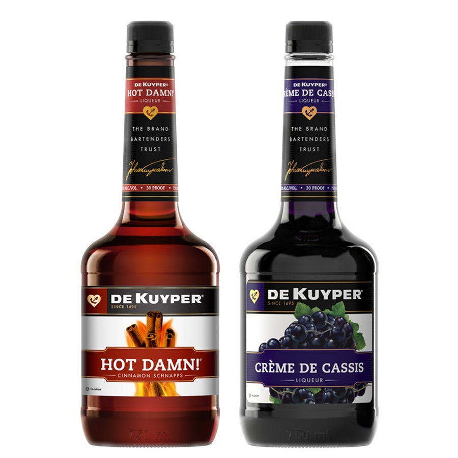Dekuyper Cinnamon Schnapps Hot Damn and Dekuyper Creme De Cassis