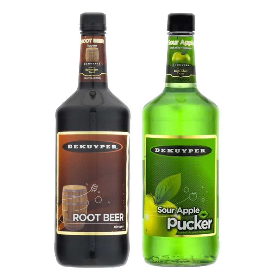 Dekuyper Root Beer Schnapps and Dekuyper Sour Apple Schnapps Pucker