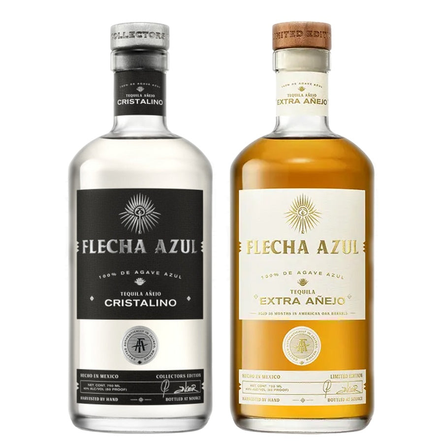 Flecha Azul Tequila Anejo Cristalino Collectors Edition and Flecha Azul Tequila Extra Anejo 3 Yr