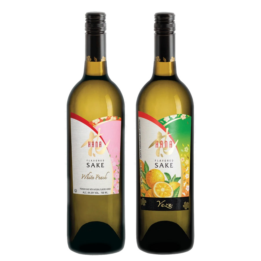 Hana White Peach Flavored Sake and Hana Yuzu Flavored Sake