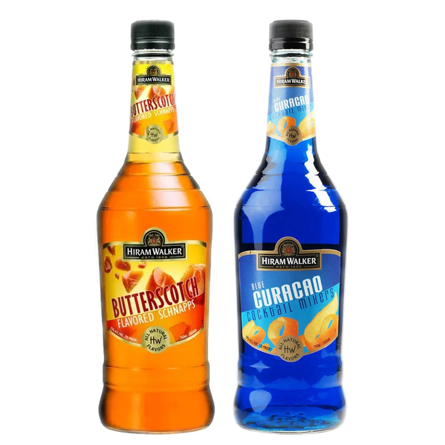 Hiram Walker Butterscotch Schnapps and Hiram Walker Curacao Blue