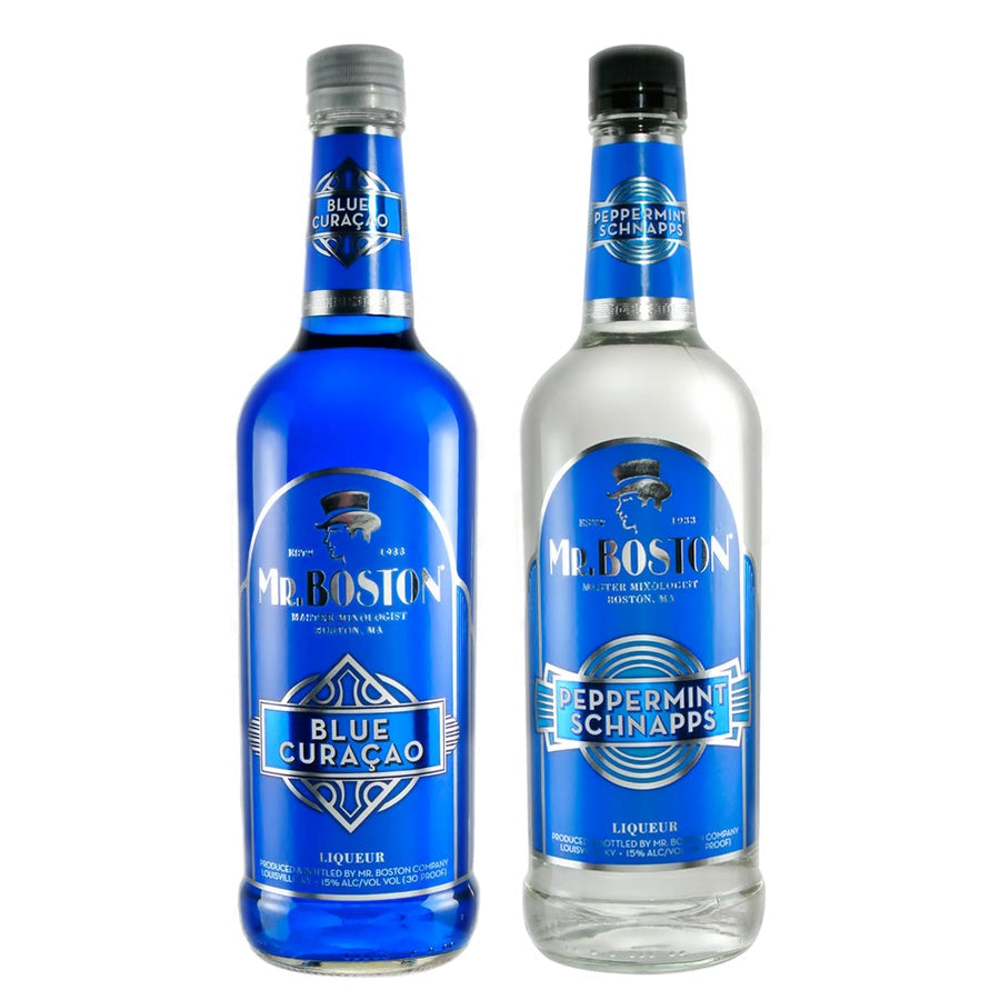 Mr. Boston Blue Curacao and Mr. Boston Peppermint Schnapps