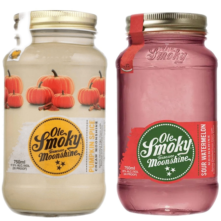 Ole Smoky Pumpkin Spice Cream Moonshine and Ole Smoky Sour Watermelon Moonshine