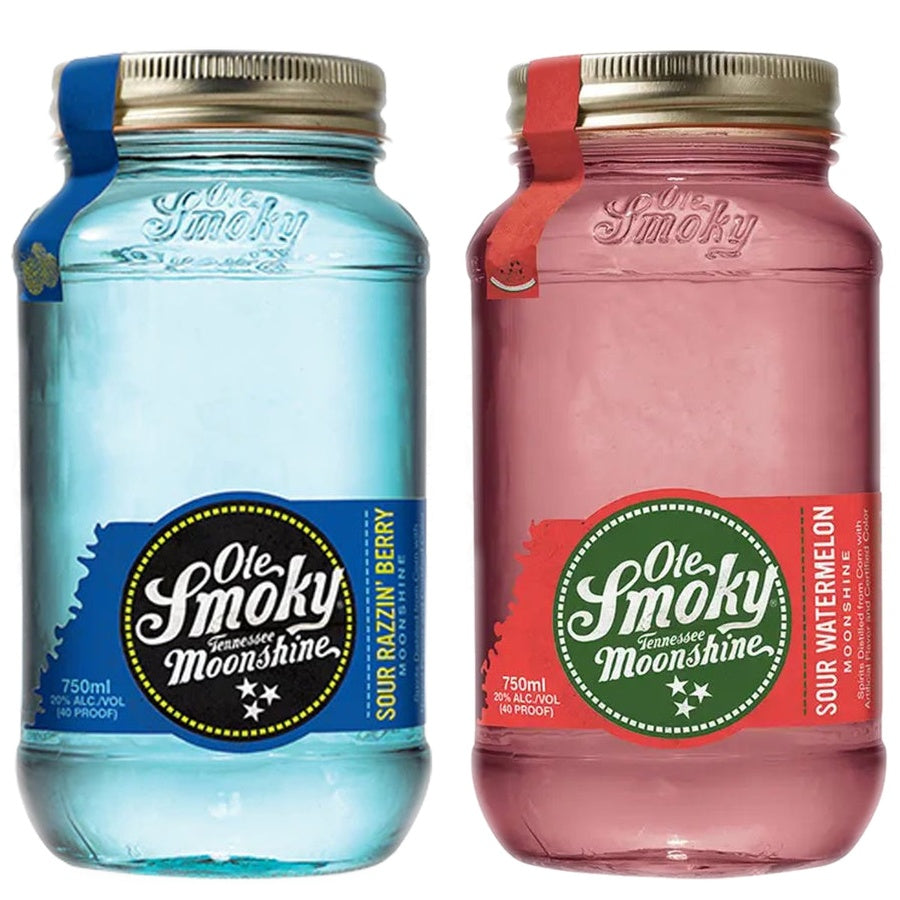 Ole Smoky Sour Razzin' Berry Moonshine and Ole Smoky Sour Watermelon Moonshine